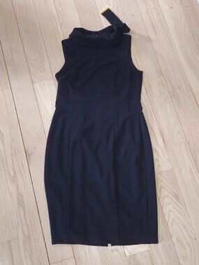 TAHARI ARTHUR S. LEVINE WOMENS BLACK SHEATH DRESS SZ 8